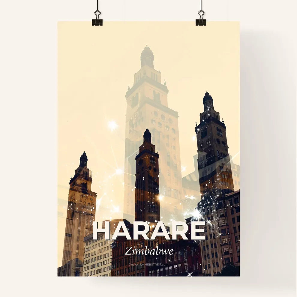 Harare's Skyline with Local Icons Poster Art Poster