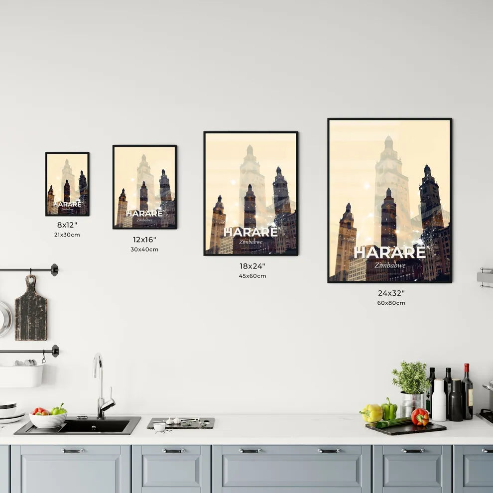 Harare's Skyline with Local Icons Poster Art Office Art