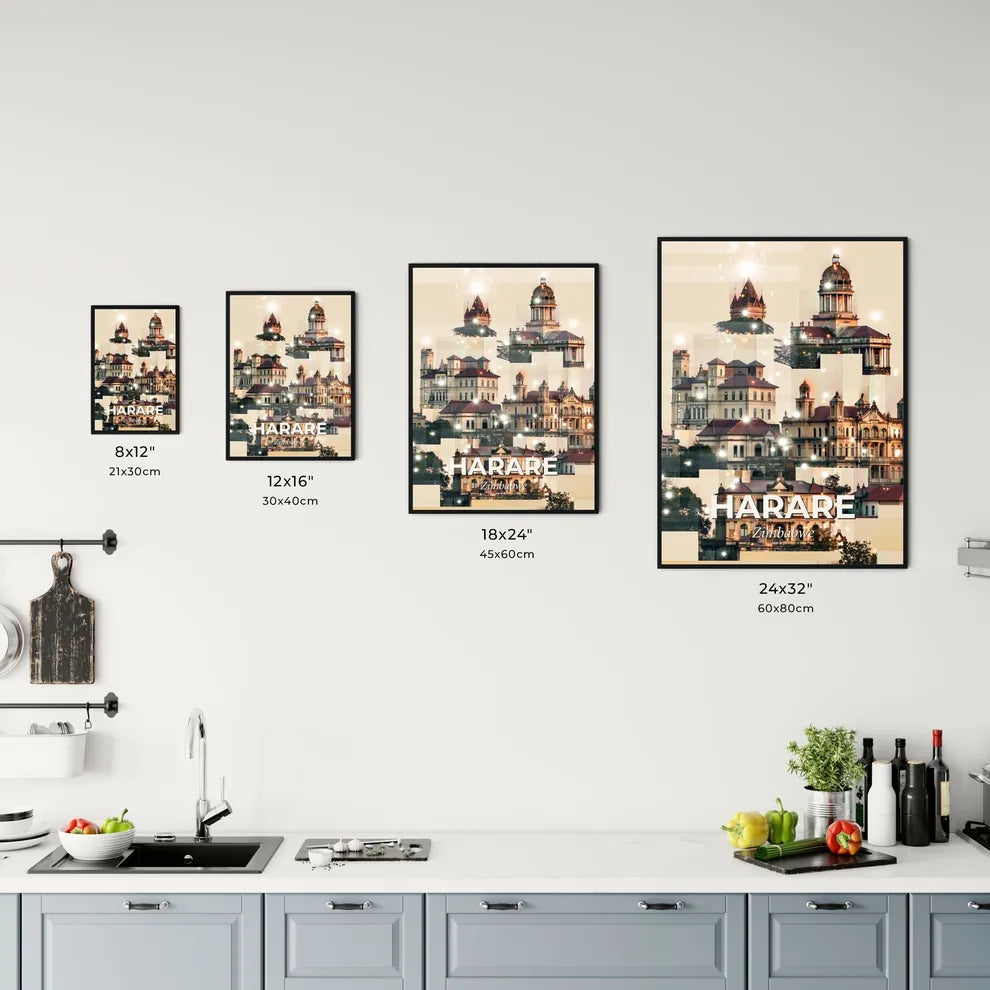 Harare Skyline Composite Art Poster Office Art