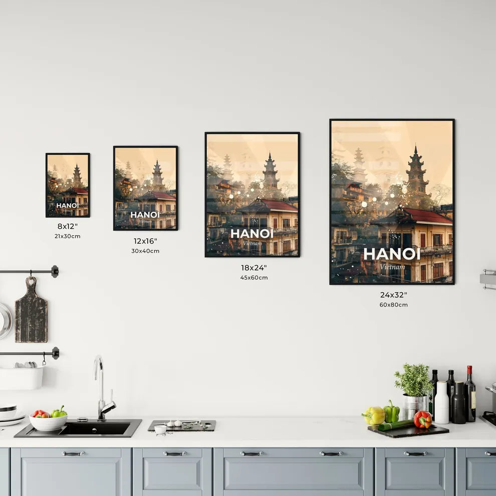 Hanoi Skyline Double Exposure Art Poster Office Art