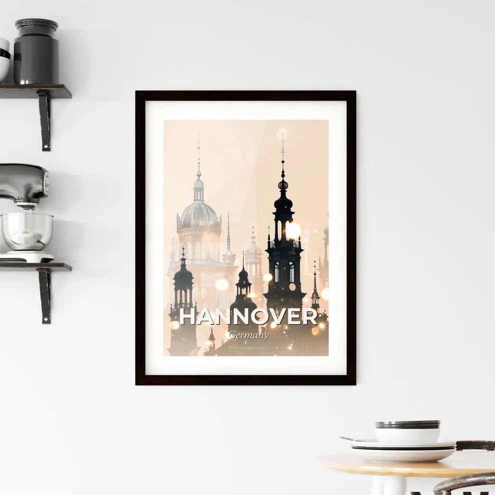 Hannover City Skyline Double Exposure Composite Art Framed Print