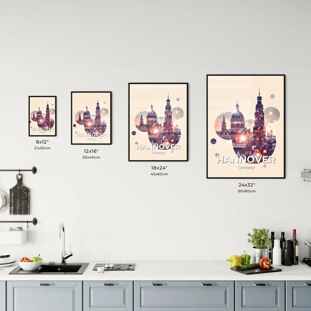 Hannover Skyline Double Exposure Cityscape Poster Office Art