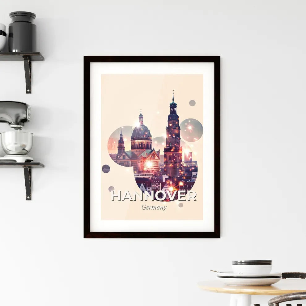 Hannover Skyline Double Exposure Cityscape Poster Framed Print