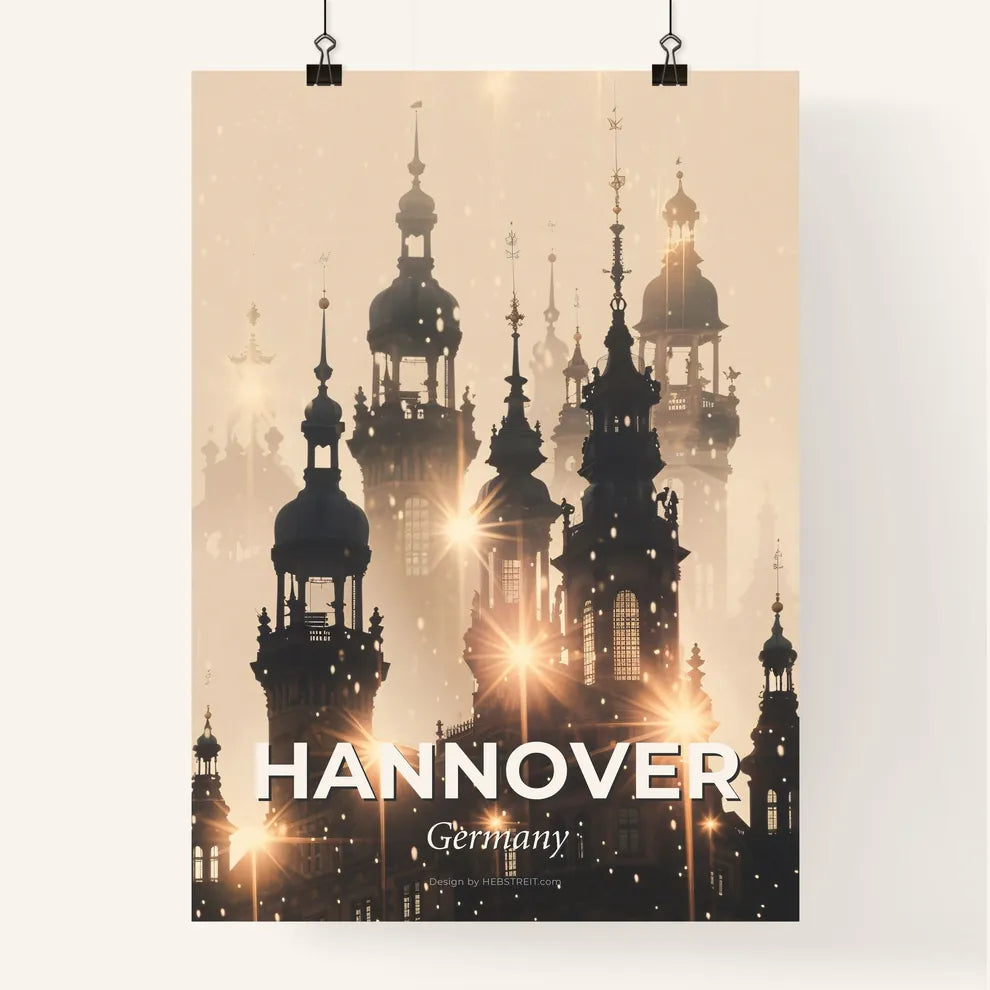 Hannover Skyline Double Exposure Art Bright Paper Poster