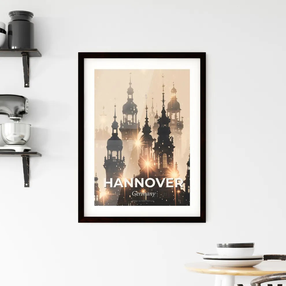 Hannover Skyline Double Exposure Art Bright Paper Framed Print