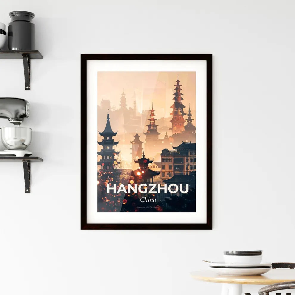 Hangzhou Cityscape Composite Art Poster Framed Print