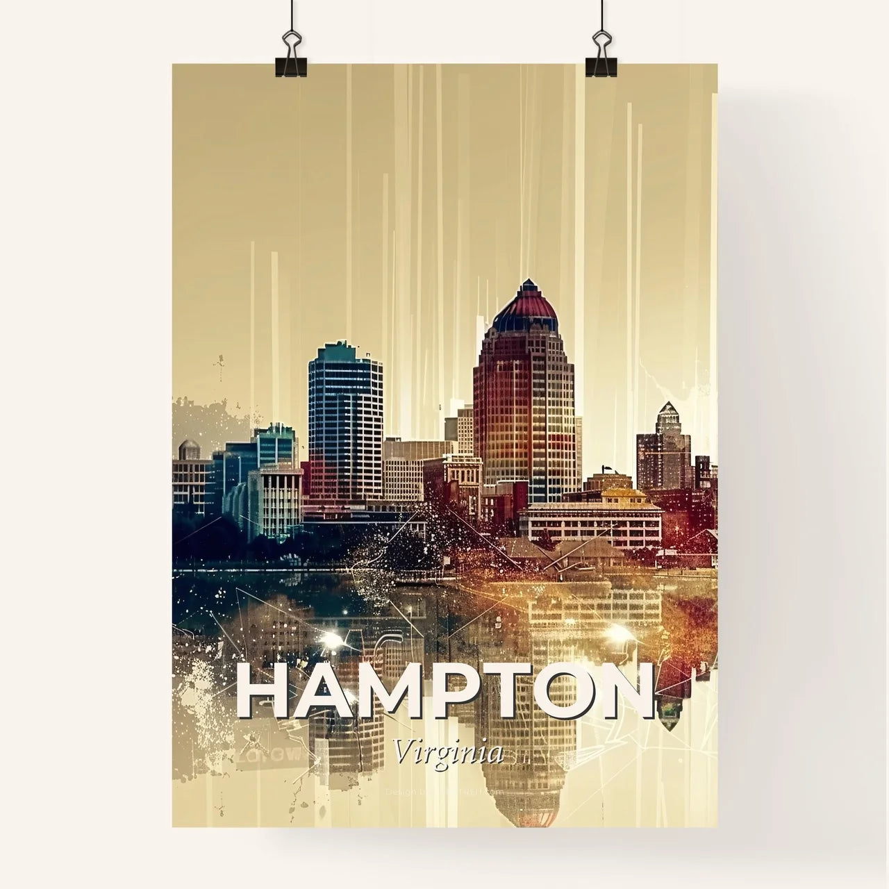 Hampton Architecture Skyline Composite Art Poster Poster