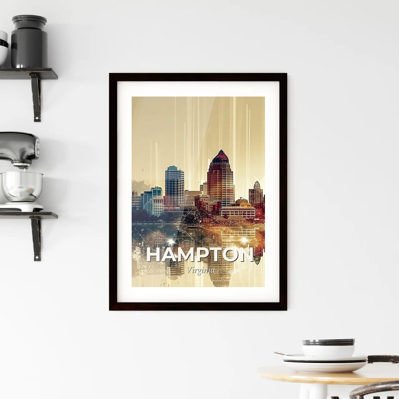 Hampton Architecture Skyline Composite Art Poster Framed Print