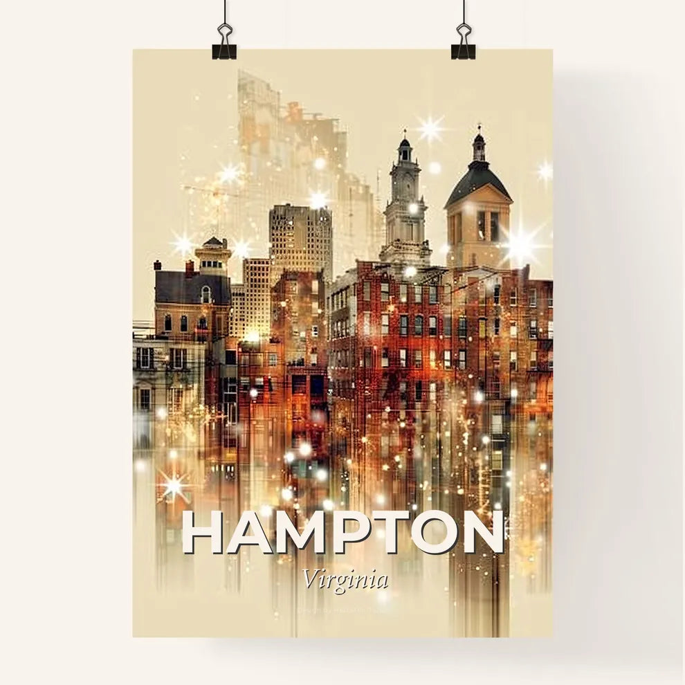 Hampton Skyline Double Exposure Art Poster Poster
