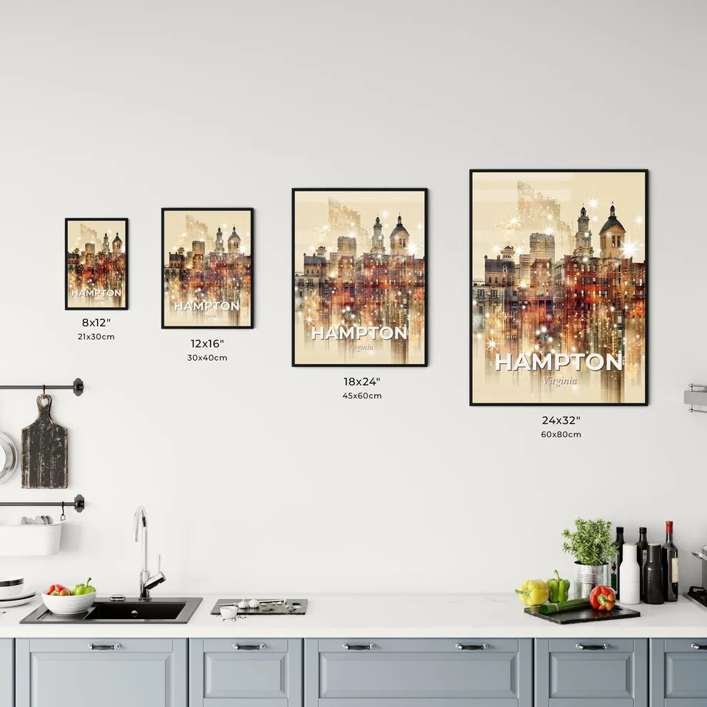 Hampton Skyline Double Exposure Art Poster Office Art