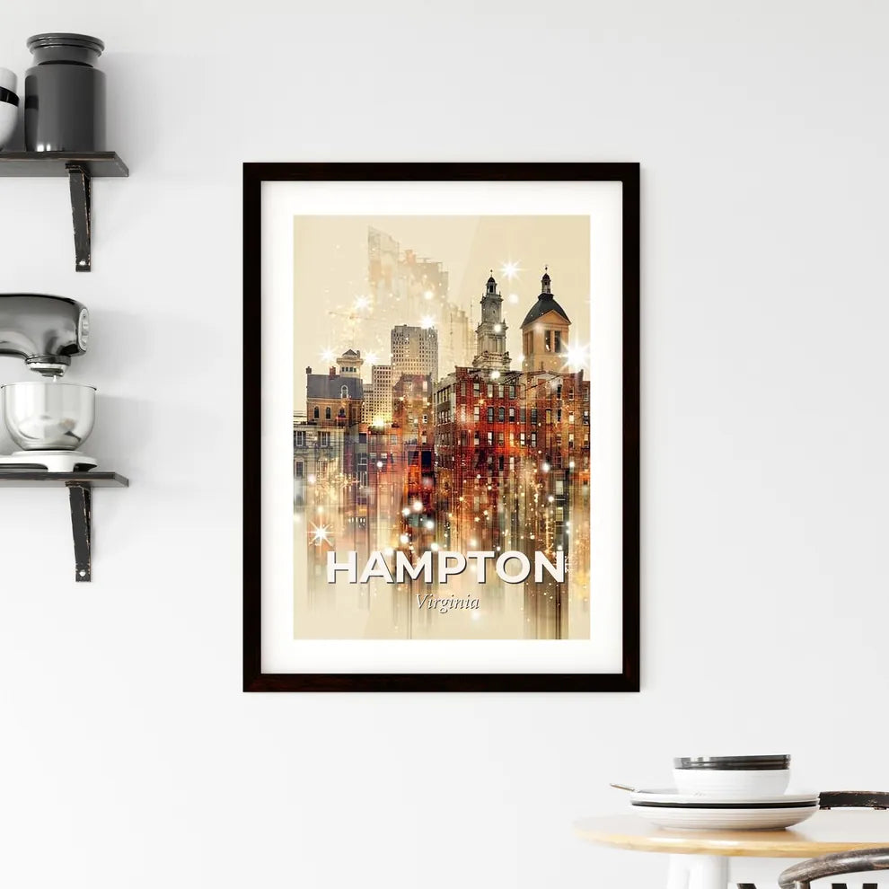 Hampton Skyline Double Exposure Art Poster Framed Print