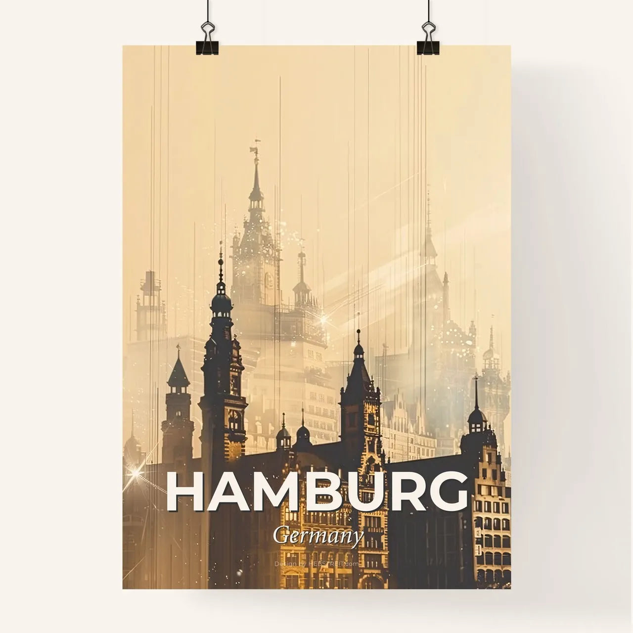 Hamburg Skyline Art Poster: Double Exposure Symphony Poster