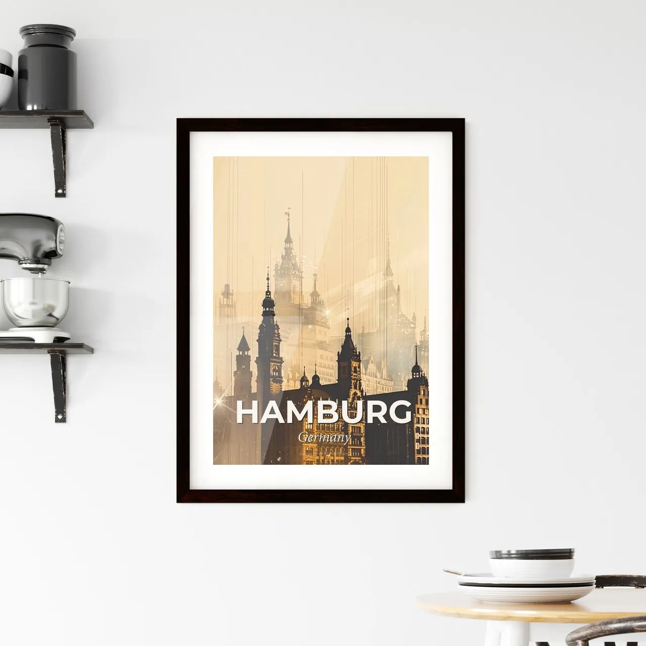 Hamburg Skyline Art Poster: Double Exposure Symphony Framed Print