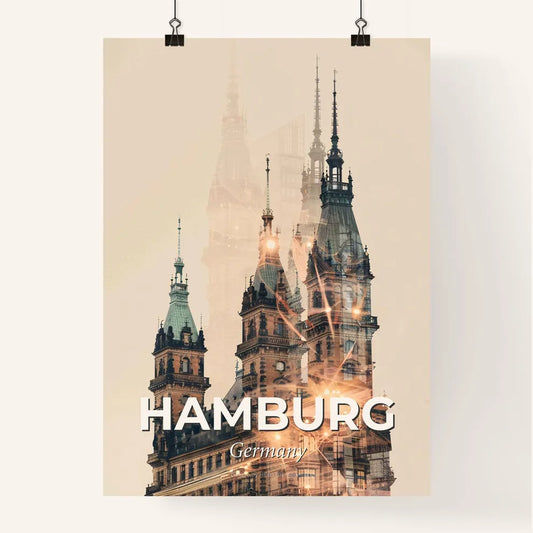 Hamburg Skyline Double Exposure Art Poster Poster