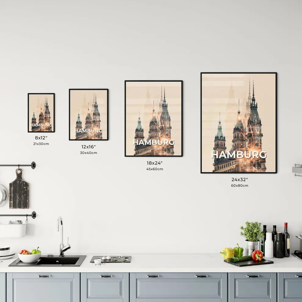 Hamburg Skyline Double Exposure Art Poster Office Art