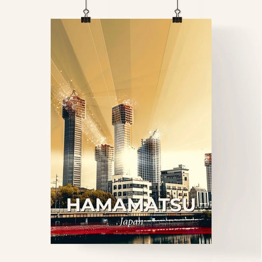 Hamamatsu City Skyline Art on Beige Poster