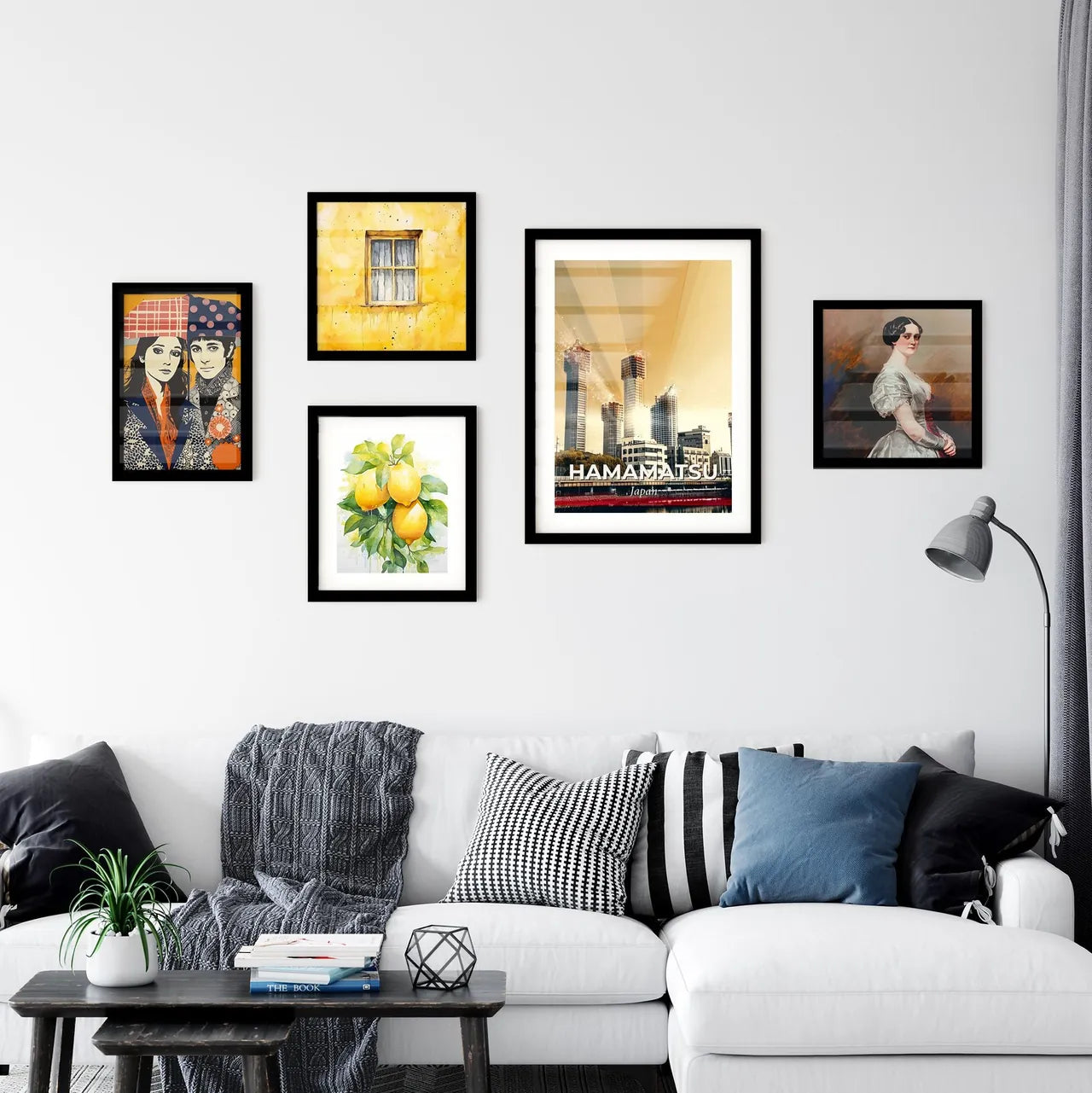 Hamamatsu City Skyline Art on Beige Wall Art