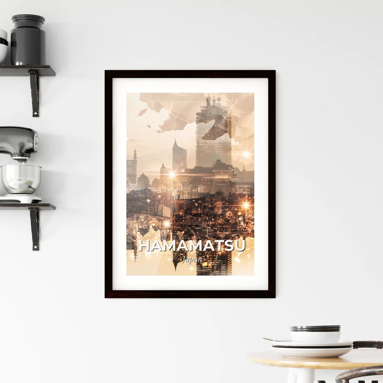 Hamamatsu Double Exposure Skyline Art Framed Print