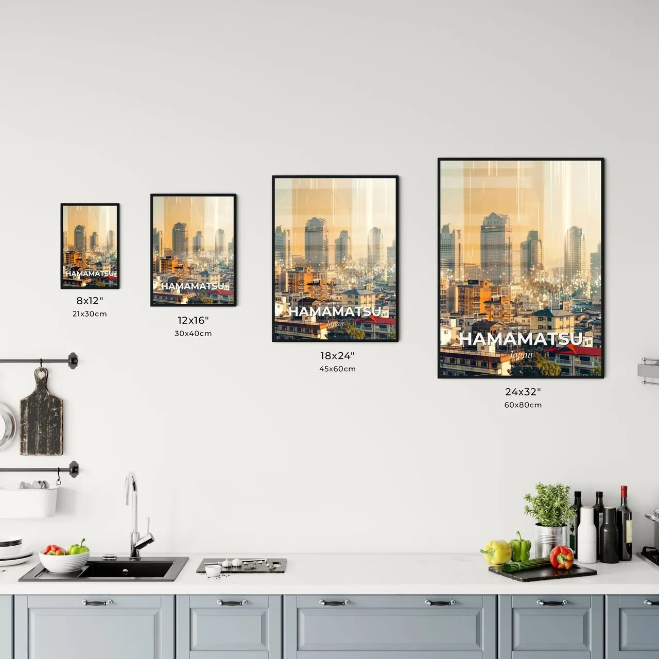 Hamamatsu Skyline Double Exposure Art Poster Office Art