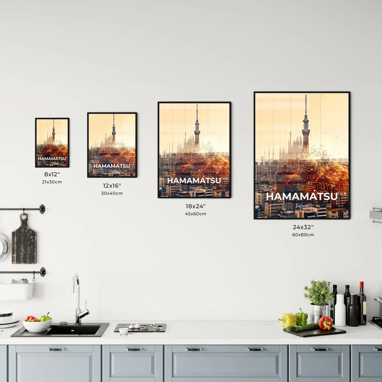 Hamamatsu Skyline Double Exposure Composite Poster Art Office Art