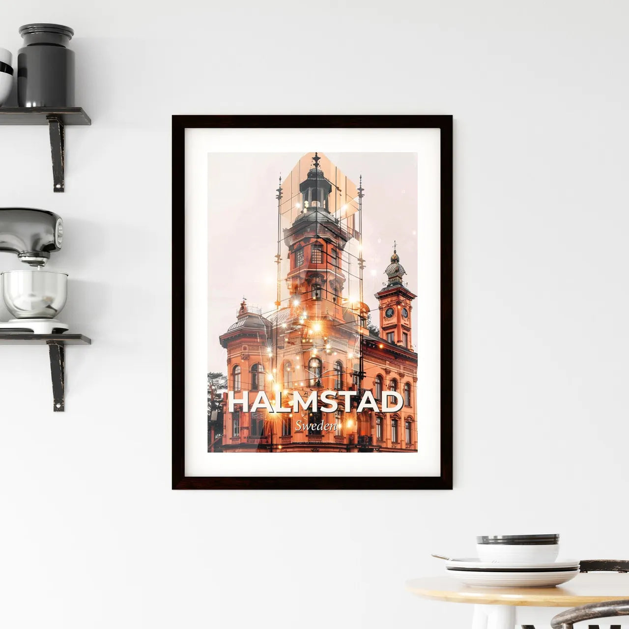 Halmstad Skyline Composite Art Decor Poster Framed Print