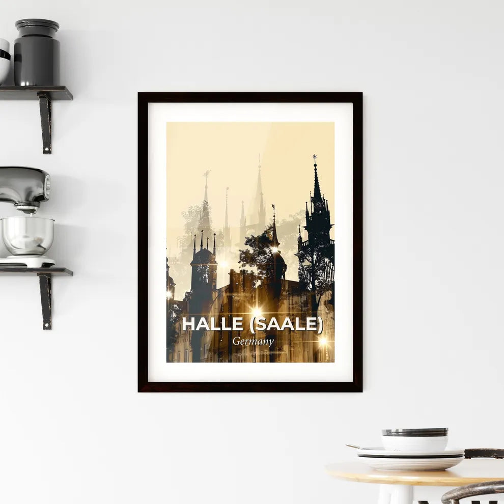 Halle Silhouette Reimagined: Sparkles on Beige Framed Print