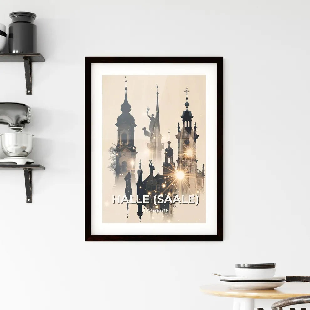 Halle (Saale) Skyline Composite Art Poster Framed Print