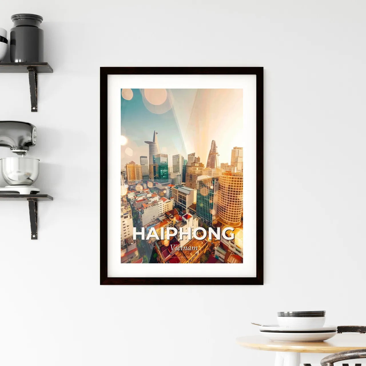 Haiphong Skyline Double Exposure Art Poster Framed Print