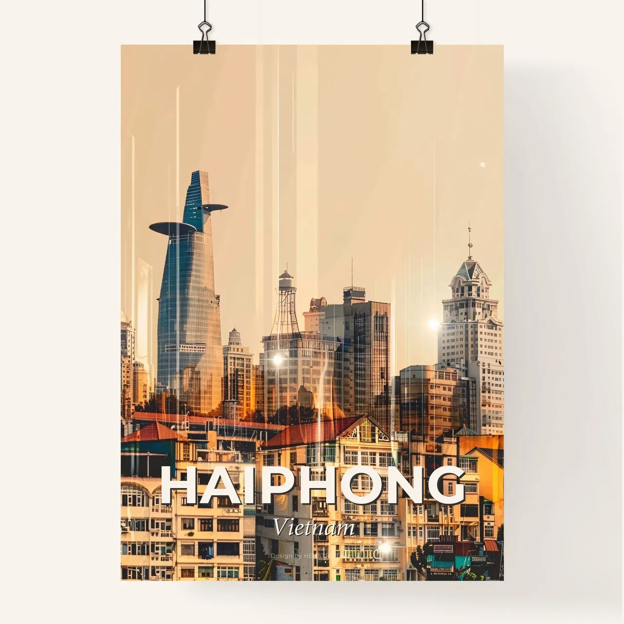 Haiphong Skyline Double Exposure Art Poster Poster