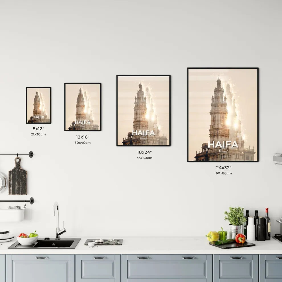 Haifa Skyline Art: Double Exposure with Iconic Architecture Office Art
