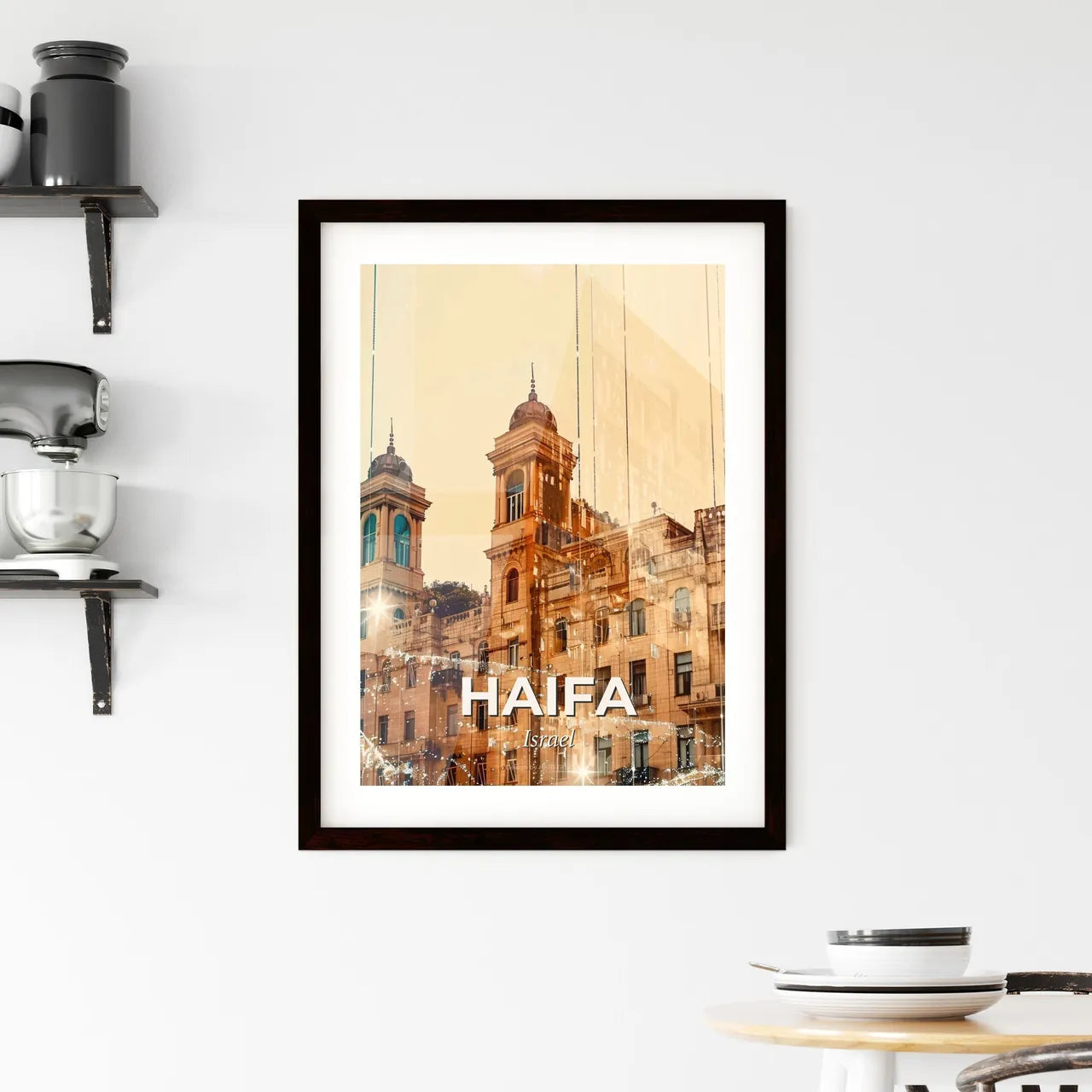 Haifa Skyline Composite Art Poster Framed Print