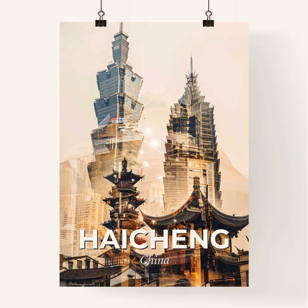 Haicheng Double Exposure Skyline Poster Art Poster