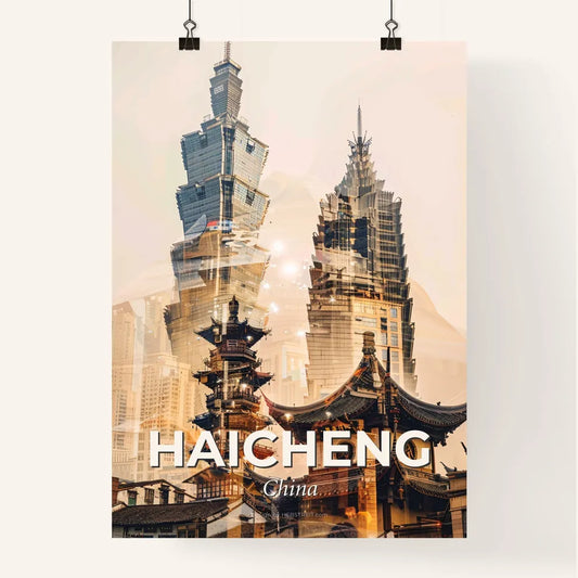 Haicheng Double Exposure Skyline Poster Art Poster