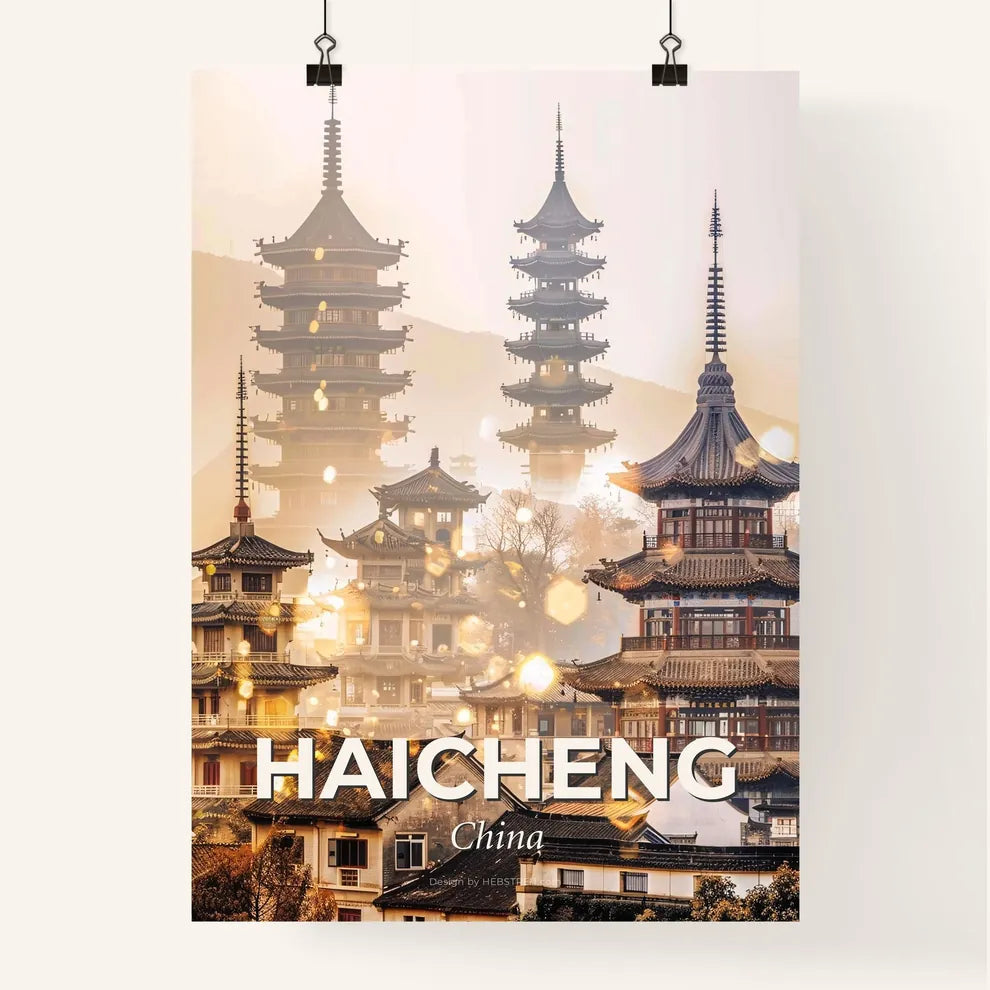Haicheng Skyline Double Exposure Composite Art Poster