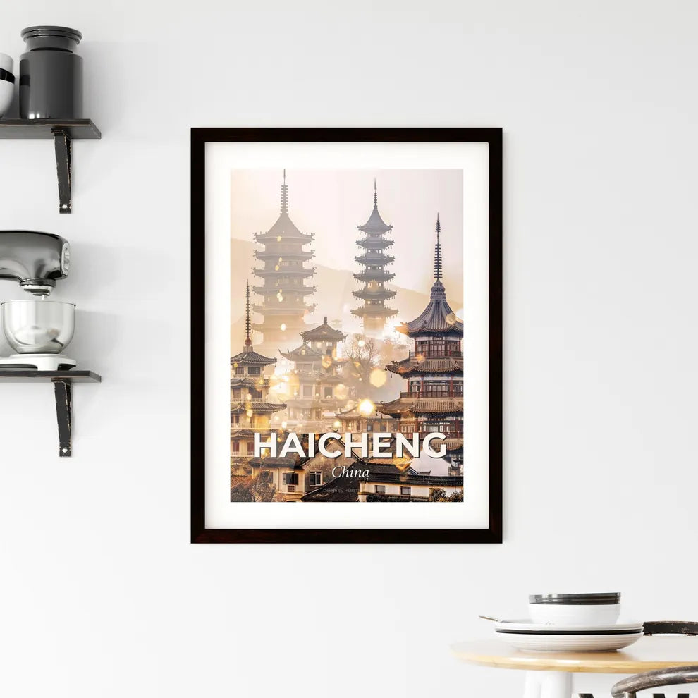 Haicheng Skyline Double Exposure Composite Art Framed Print