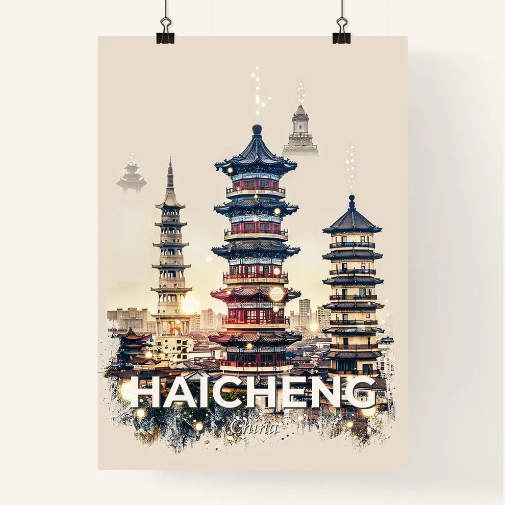 Haicheng Skyline Double Exposure Poster Art Poster