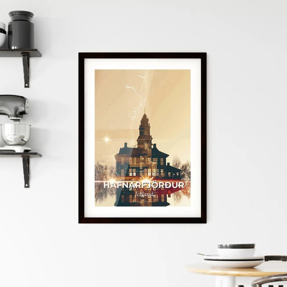 Hafnarfjordur Skyline Double Exposure Sparklers Poster Framed Print