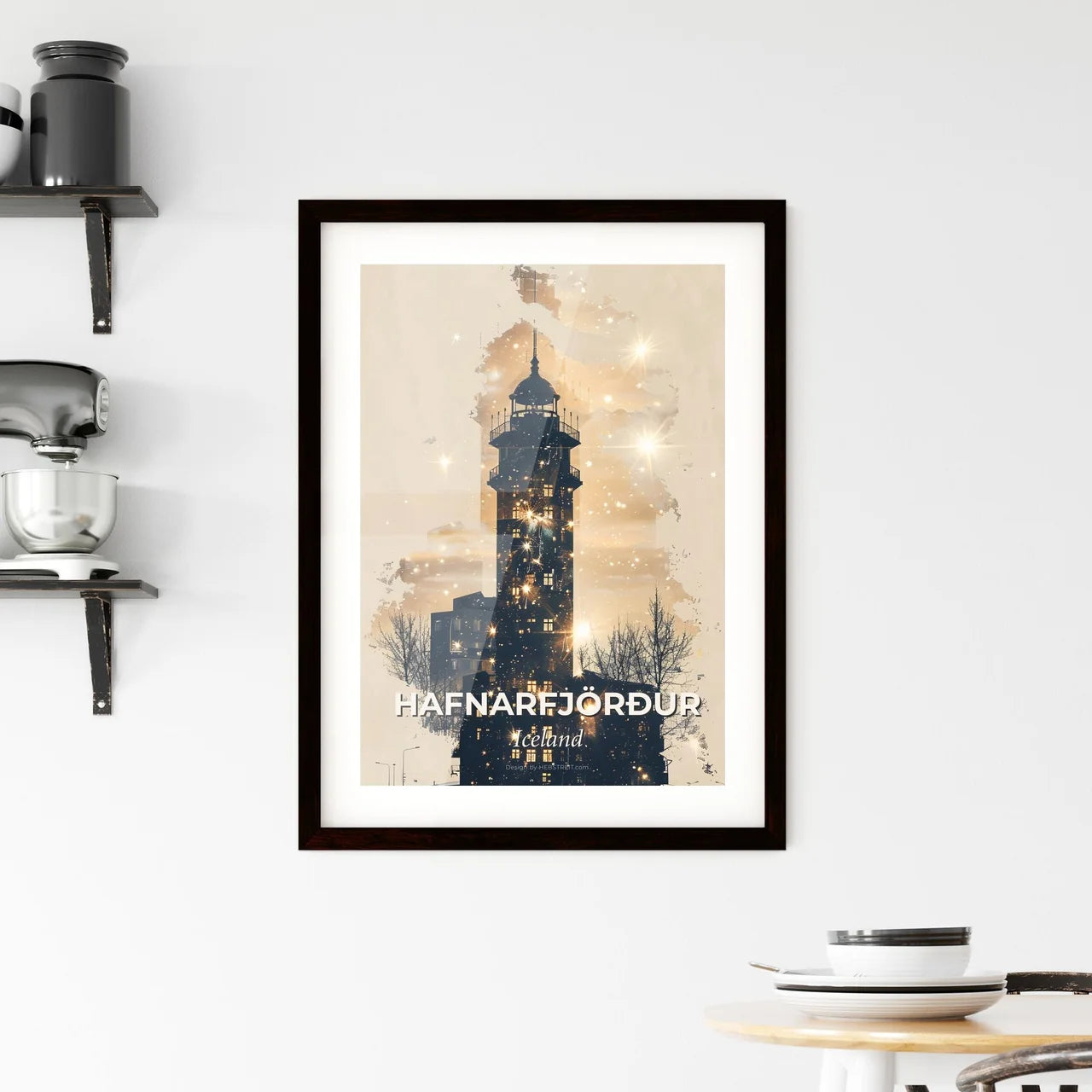 Hafnarfjörður Skyline Double Exposure Composite Art Framed Print