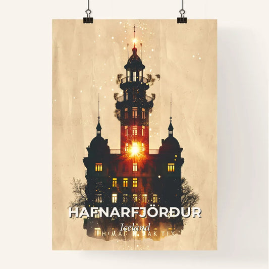 Hafnarfjordur Skyline Double Exposure Art Poster Poster
