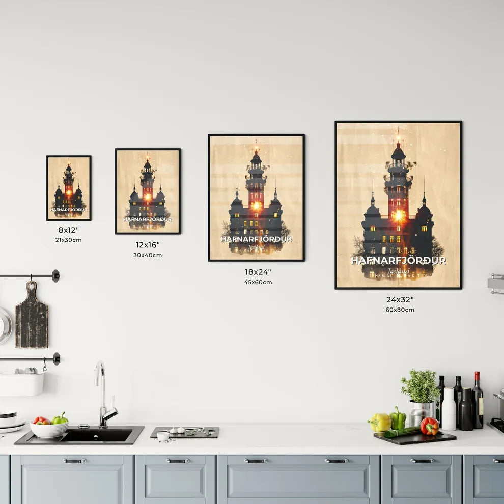 Hafnarfjordur Skyline Double Exposure Art Poster Office Art