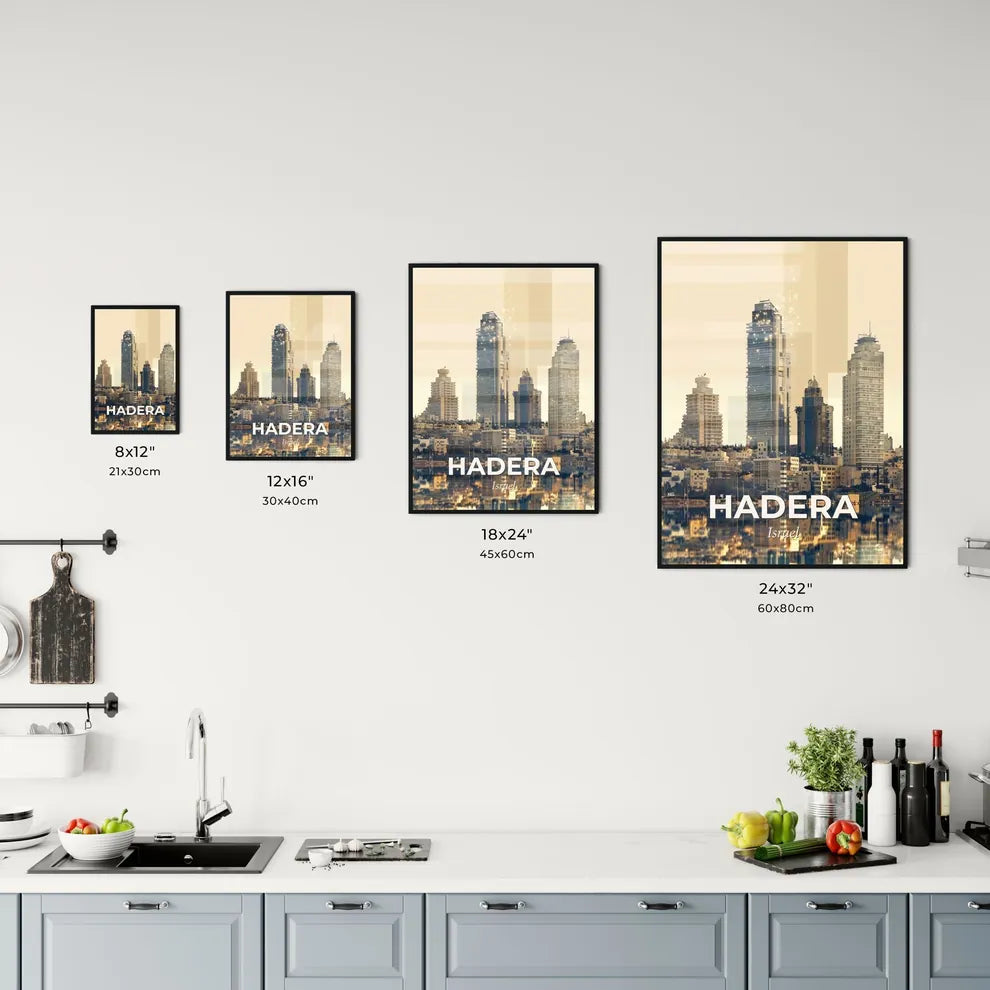 Hadera Skyline Art Poster Local Heritage Vibrancy Office Art