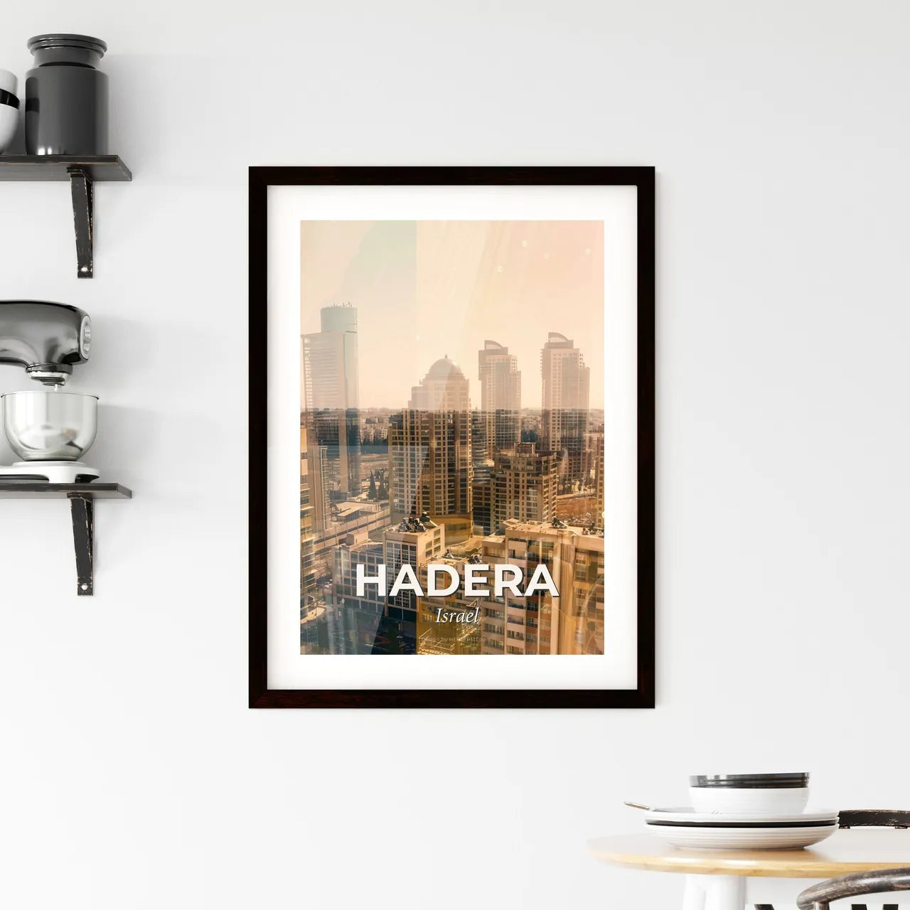 Hadera Israel Skyline Poster Art Bright Cozy Warm Framed Print