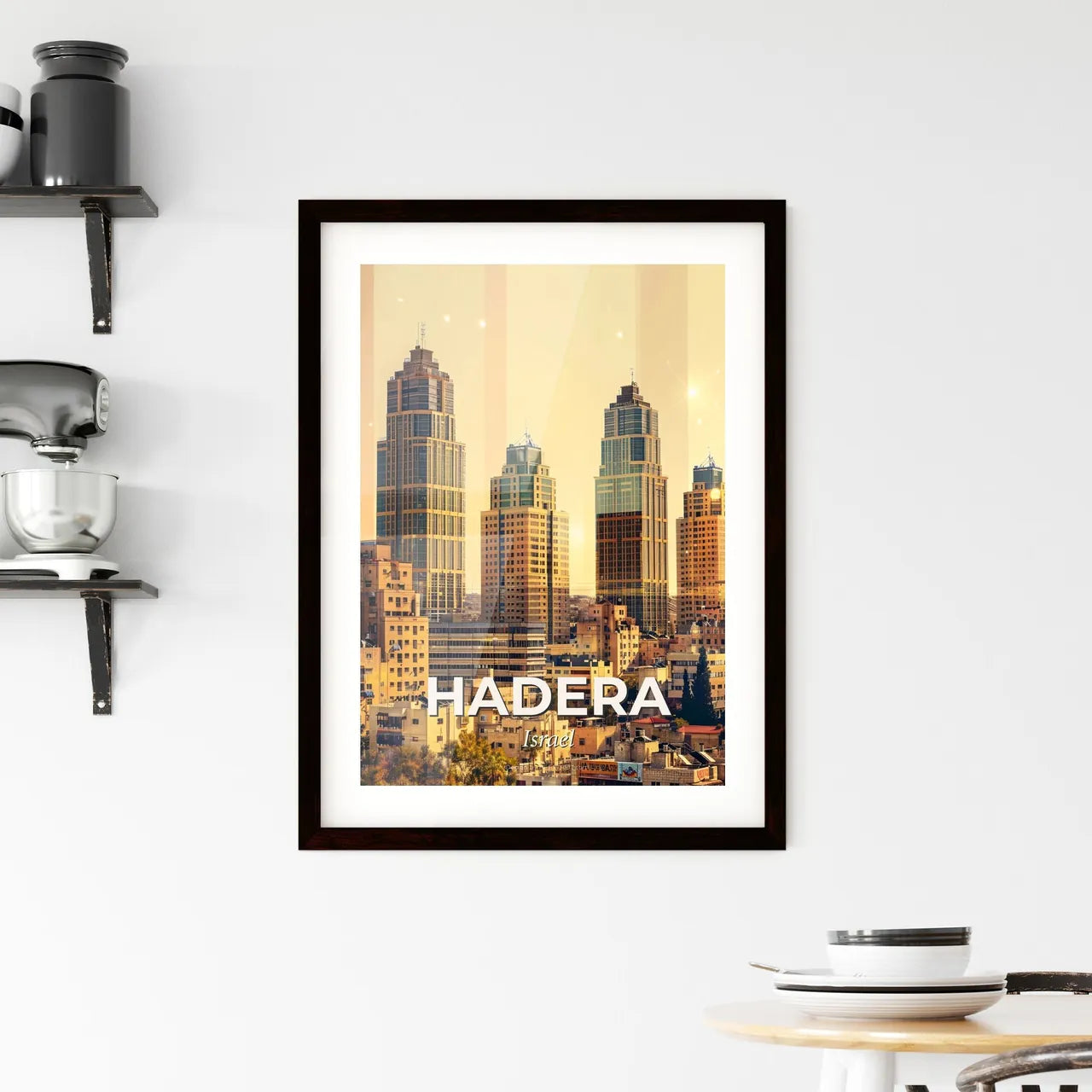 Hadera Skyline Sunrise Local Iconic Landmark Poster Framed Print