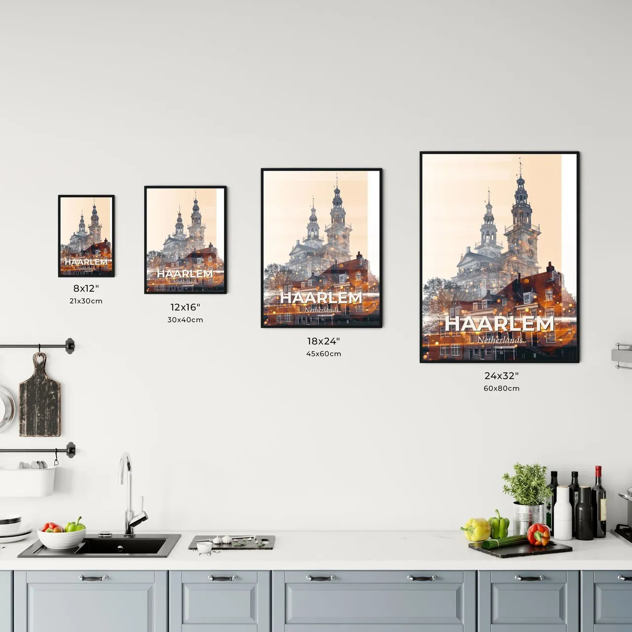 Haarlem City Skyline Double Exposure Office Art