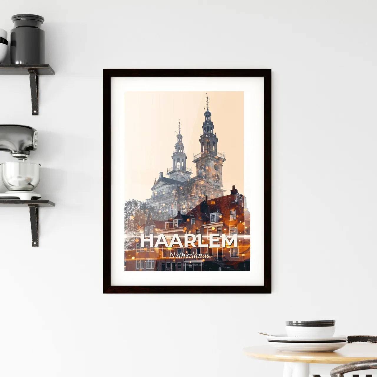 Haarlem City Skyline Double Exposure Framed Print