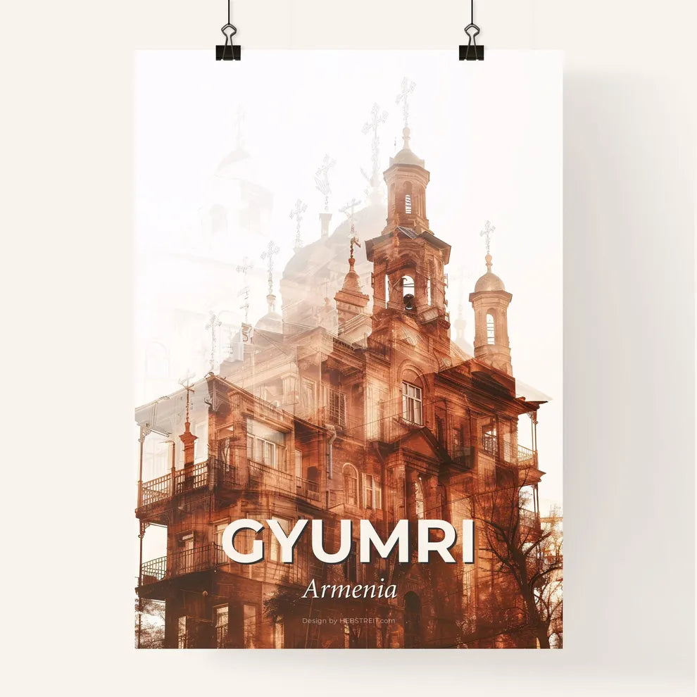 Gyumri Skyline Double Exposure Art Poster Poster