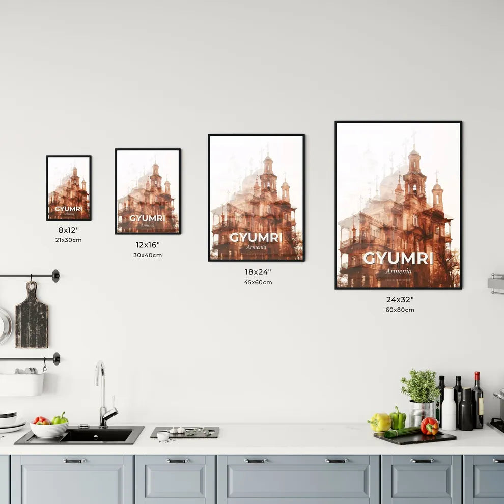 Gyumri Skyline Double Exposure Art Poster Office Art