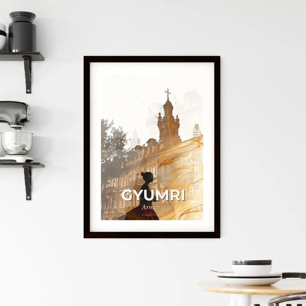 Gyumri Skyline Silhouette Sunset Print Framed Print