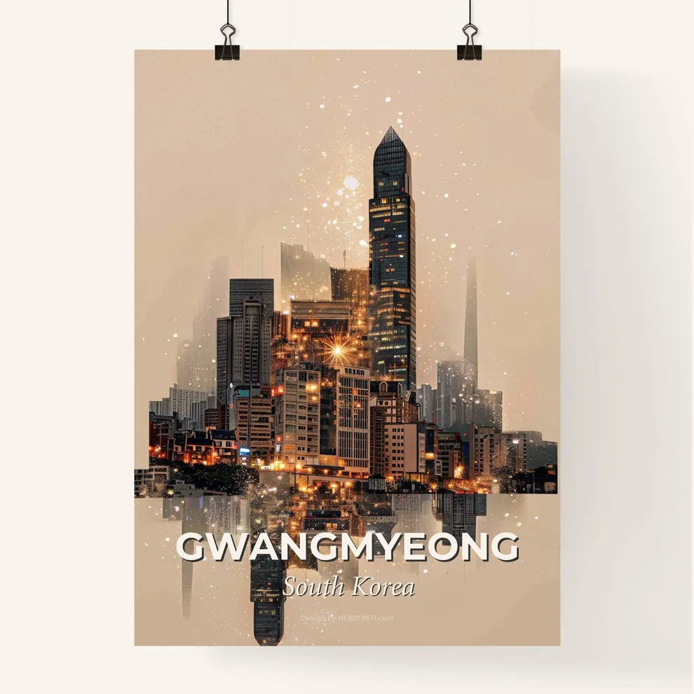 Gwangmyeong City Lightscape: Bright Beige Poster Dream Poster