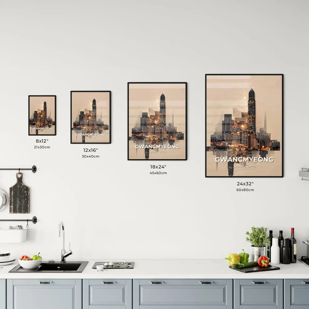 Gwangmyeong City Lightscape: Bright Beige Poster Dream Office Art